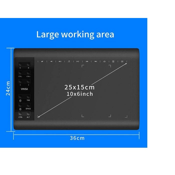 Drawing Graphic Pen Tablet 10 Inch Vinsa 1060Plus Digital Drawing Pad