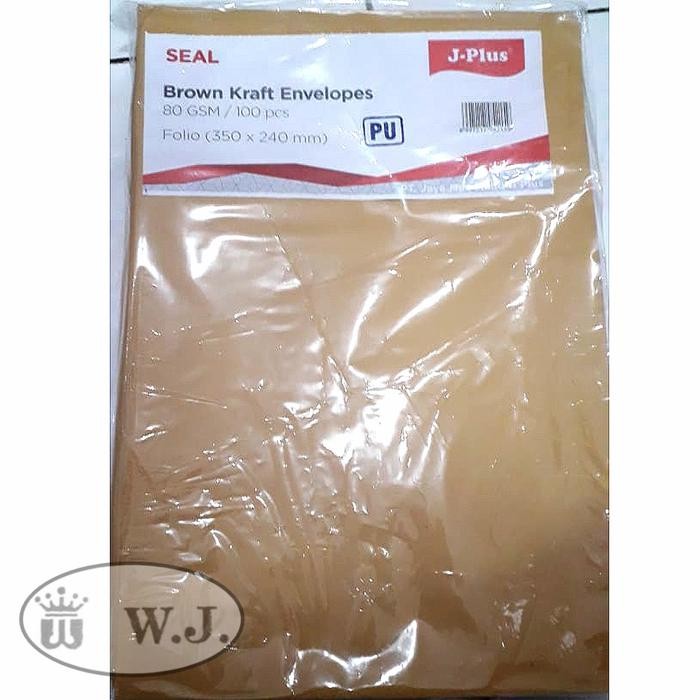 

AMPLOP COKLAT J-PLUS FOLIO (BROWN KRAFT ENVELOPE) BERLEM. KODE 1192