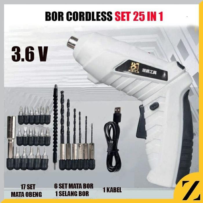 Mesin Bor Baterai Batrai 3.6V 3.6Volt Cordless Mini/Bor Baterai Tangan *