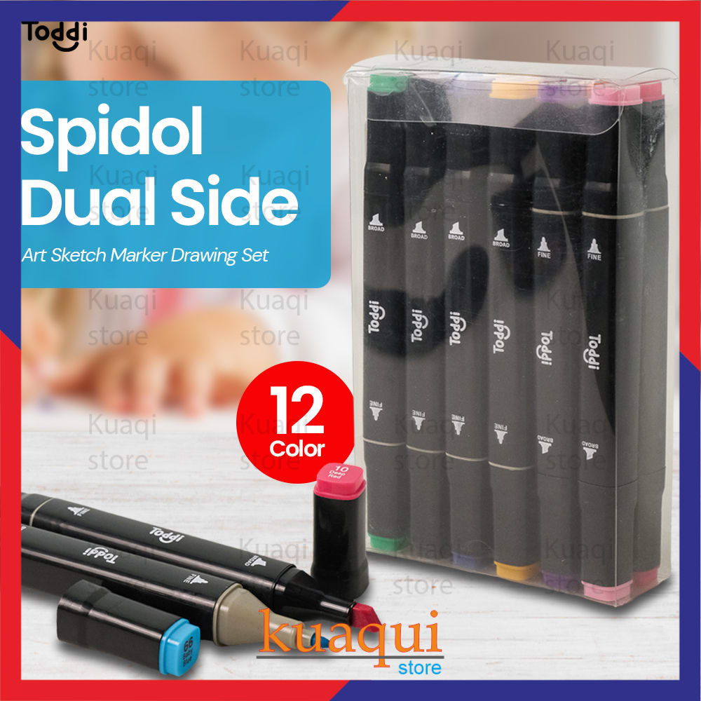 

Spidol 12/24/30/48/60/80/120 Warna Dual Side Art Sketch Marker Drawing Set Stabilo Dua Sisi Sketsa