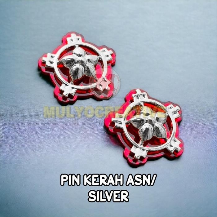 

Pin Kerah PNS Silver Monogram ASN Warna Silver Lapis Mika PREMIUM