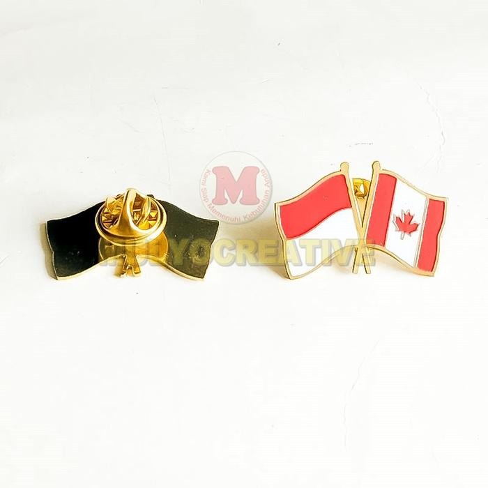 

Pin Cross Flag Indonesia Canada Pin Bendera Persahabatan PREMIUM