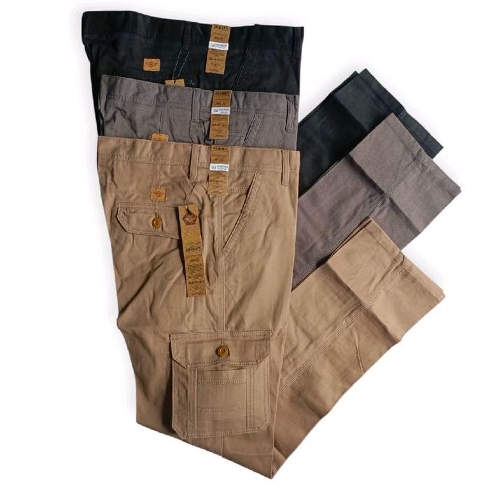 Celana Kantong Samping Cargo Panjang Pria / Celana Panjang Cargo Kantong Samping Katun Pria