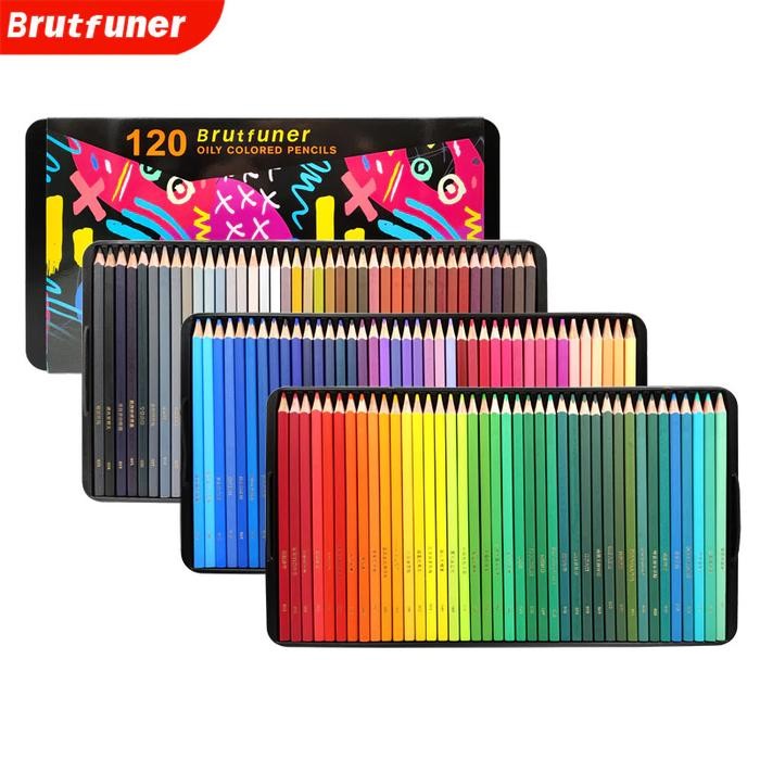 

Brutfuner 120 Colors Professional Oil Color Square Pencils Set Tinbox