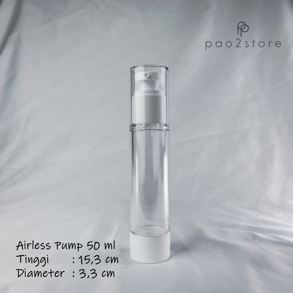 [ECER] Botol Airless PUMP 50ml - Lotion Serum Travel Size Refillable Bottle Vacuum Treatment