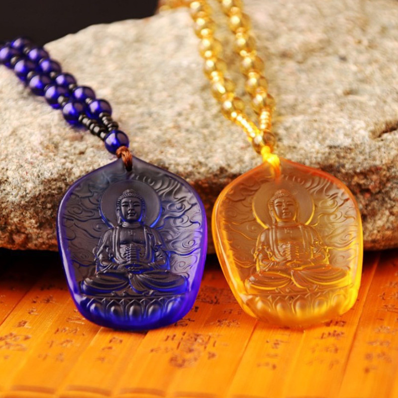Handmade Necklace Nepal Buddhist Mala Stone Beads Buddha Statue Pendant Necklace Statement Buddha