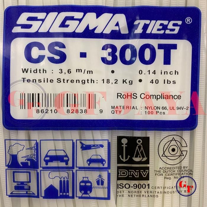 

DISKON Kabel Ties Sigma CS-300T 30cm x 3.6mm Putih / CS300T CV300 CV 300 T 30 cm 300mm 3.6 mm 3,6 /