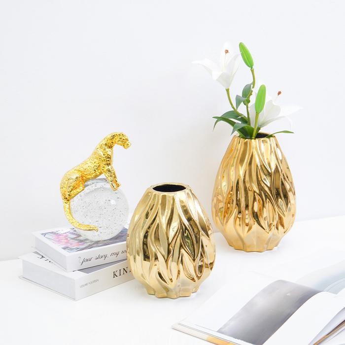 Informa Vas Keramik 25 Cm Flaming - Gold