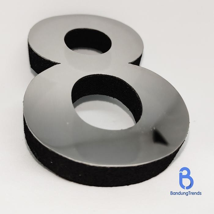 Huruf & Angka Timbul Nomor Rumah Stainless Steel Ukuran 20cm *