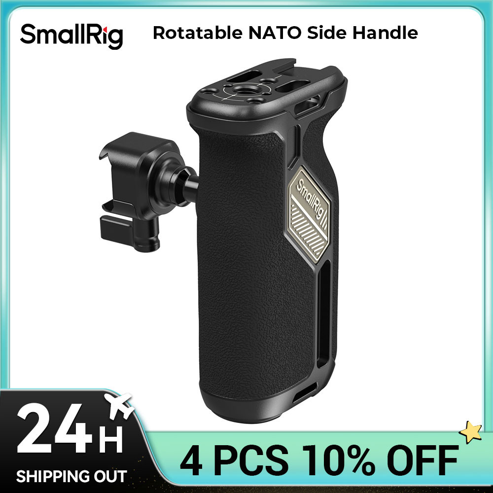 SmallRig Universal Rotatable NATO Side Handle Rotate 360° ,Camera Side Handle with Anti-Slip Silicon
