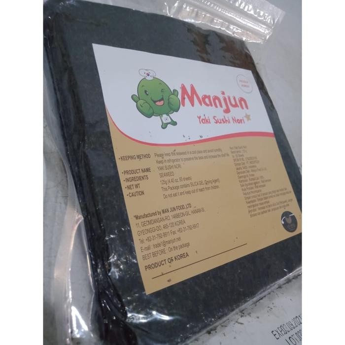 

Manjun Yaki Sushi Nori 50 Lembar 125Gr Berkualitas Rumput Laut Shusi Grade B 50S