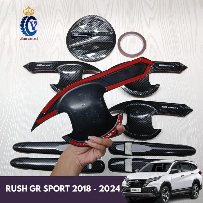 PAKET COVER HANDLE OUTER PINTU TUTUP TANGKI BENSIN MOBIL RUSH GR SPORT 2018 - 2024 CARBON