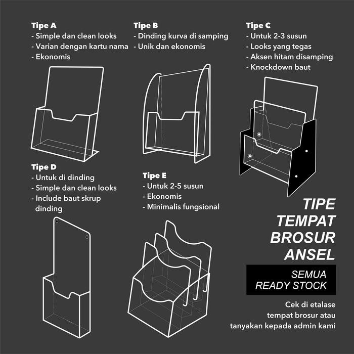 

Tempat Brosur Akrilik / Flyer Holder Tingkat - A5 Ver -Tipe C 2 Susun