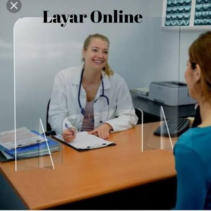 

Sekat Acrylic 3Mm Lebar 80 X Tinggi 70Cm Meja Partisi Teller Kasir