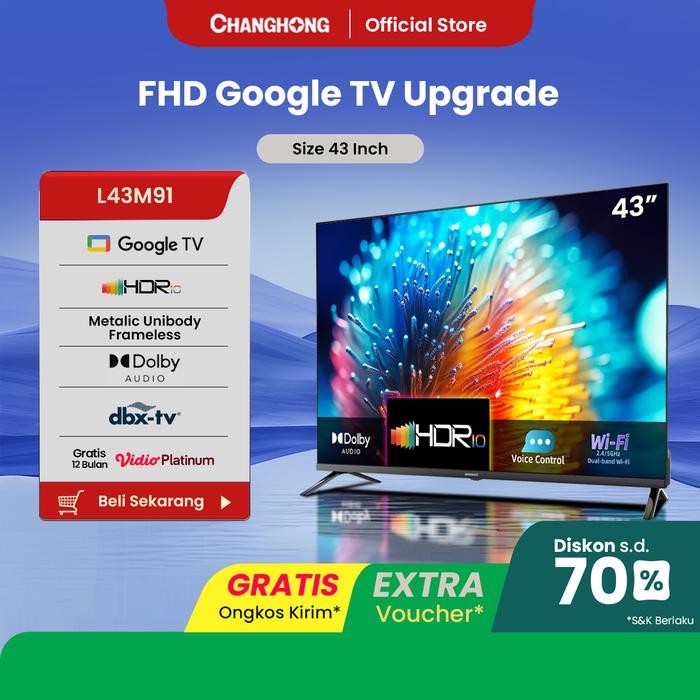 Changhong Google Tv 43 Inch Fhd Google Smart Tv Digital Tv (L43M91)