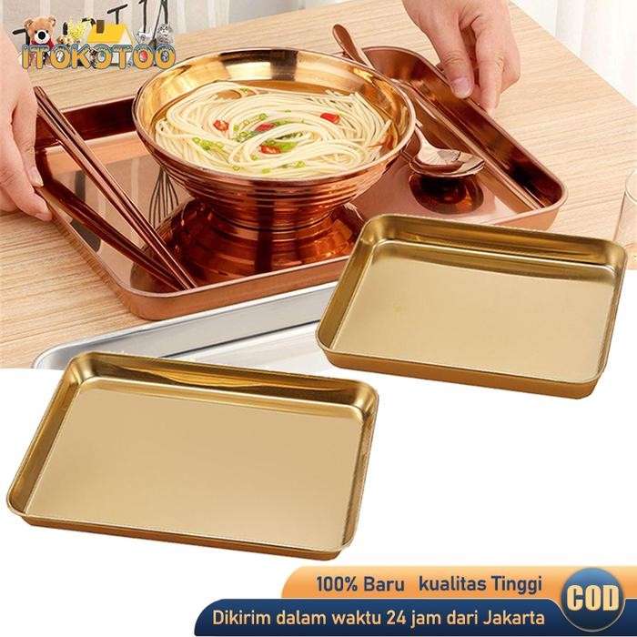 Serving Tray Stainless Nampan Emas Aesthetic Nampan Gold Multifungsi