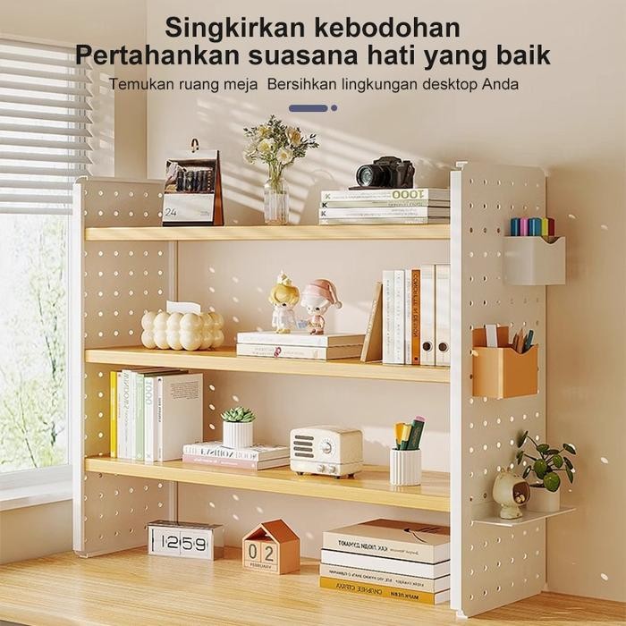 

FU Rak Penyimpanan Desktop Meja Rak Buku Papan Lubang Meja Belajar Rumah Rak Display Penyimpanan