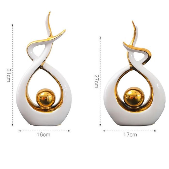 Vixplorn Pajangan Keramik Emas/Dekorasi Model Guci Modern Pajangan Keramik Mewah/Bahan Keramik Mewah