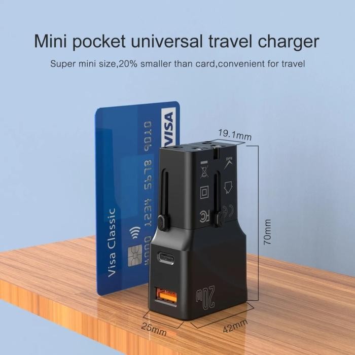 Mediatech Mini Universal Travel Adaptor Mt-808 / Pocket Travel Charger