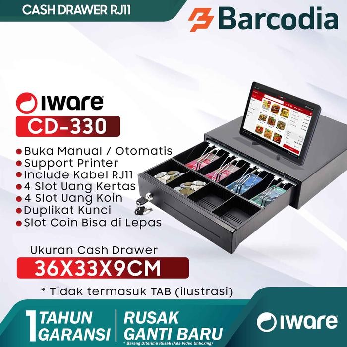 

DKF9 Iware Cd-330 Cash Drawer / Laci Kasir Rj11 To Pos Printer Thermal