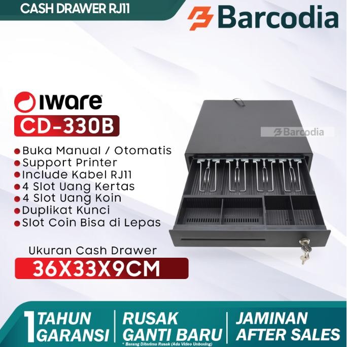 

EN4U Cash Drawer - Laci Uang Iware Cd330 - Iware Cd 330B Rj-11 4 Bill 4 Koin