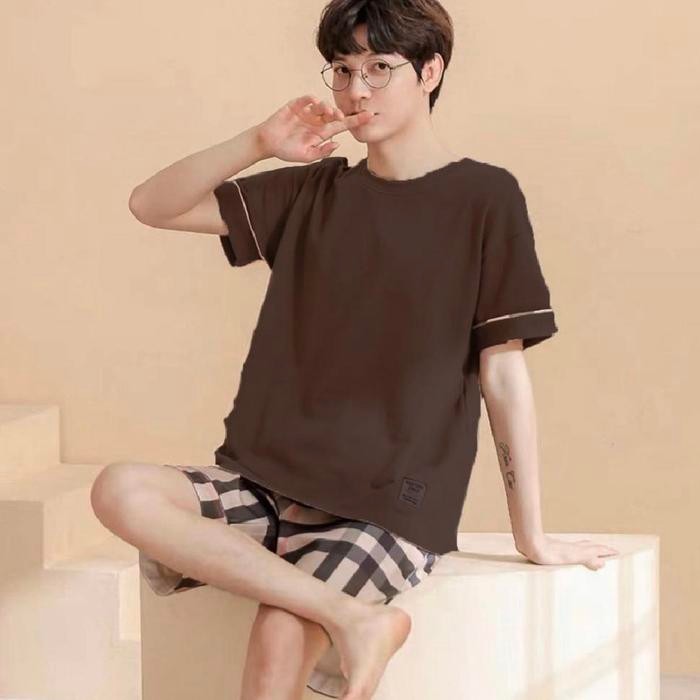 XPW4 Baju Tidur Pria Kaos Spandex Import Set Celana Pendek Big Size 3Xl