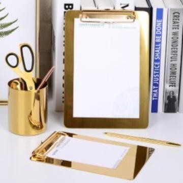 

Luxury Nordic Gold Stainless Clipboard Papan Jalan Alas Ujian Emas