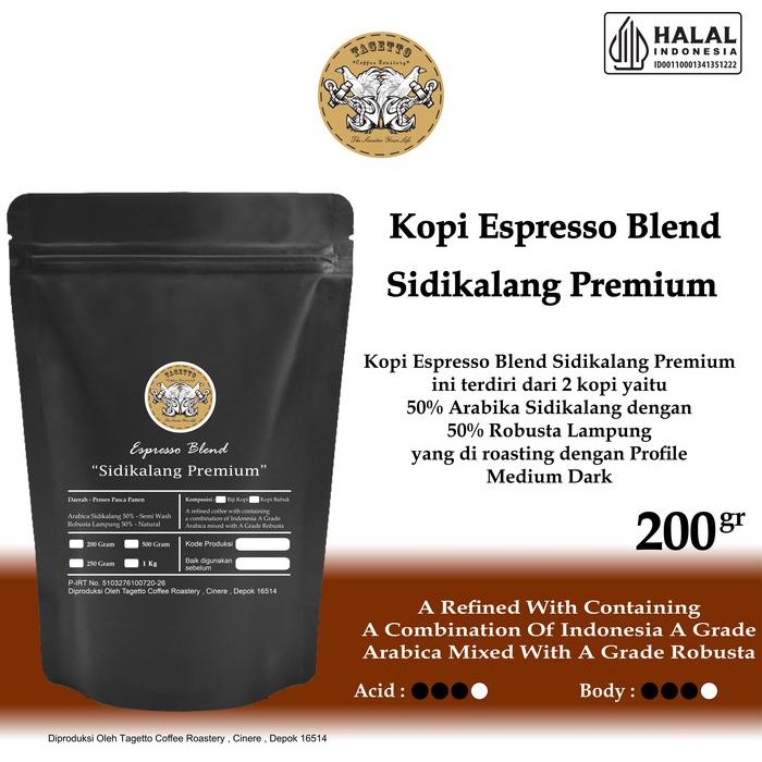 

8SXE Biji Kopi Espresso Sidikalang Premium 200Gr - 50% Arabica 50% Robusta Bean Ground