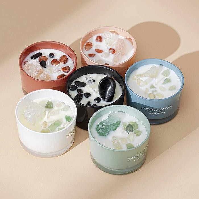 43K0  Jade Crystal Scented Candle Lilin Aromatherapy Wangi Premium Exclusive Aesthetic Black