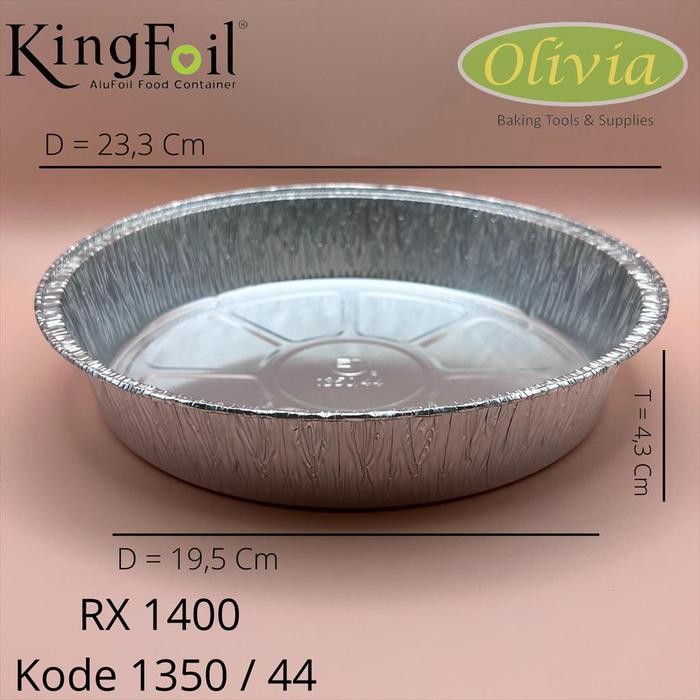 IGZS   Wadah/Cup Alumunium Foil Bulat Rx 1400 Kode 1350/44 + Tutup