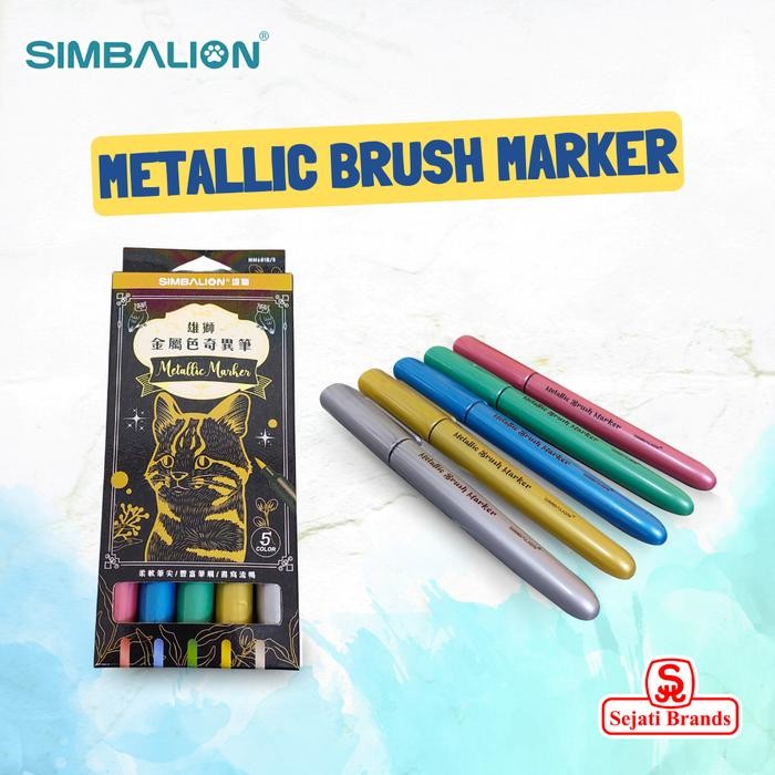 

SIMBALION Metallic Brush Marker MM681B Set isi 5 Pcs