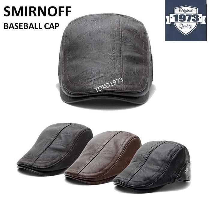 Baseball cap leather : SMIRNOFF - Topi baseball Topi kulit Topi winter