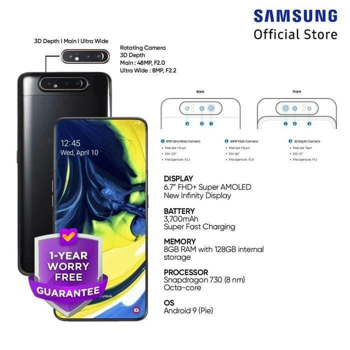 X61_ Hp Samsung Galaxy A80 Ram 8/128 Gb - Samsung A80 8/128Gb Garansi Resmi
