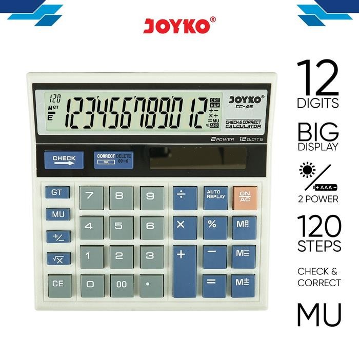 

(Gln) - Joyko Calculator Kalkulator Cc-45 12 Digits Check & Correct