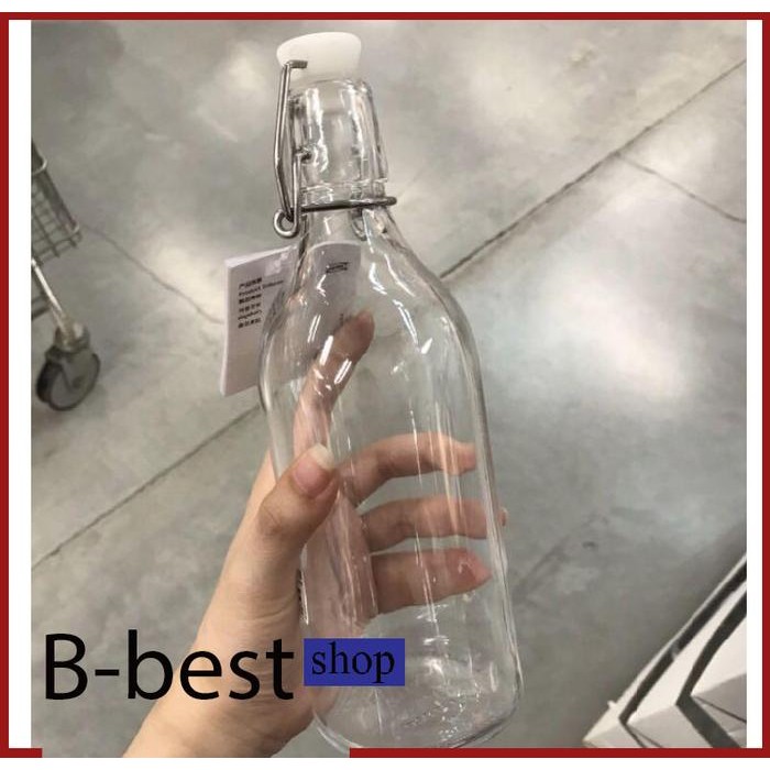 (Expert) Botol kaca bening dengan penutup / BOTOL BELING 1 liter & 0,5 liter