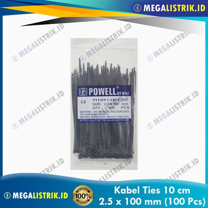 

New Arrival Powell Kabel Ties 10 CM / Cable Tie 2.5 x 100 MM Hitam ( 100 Pcs ) Murah