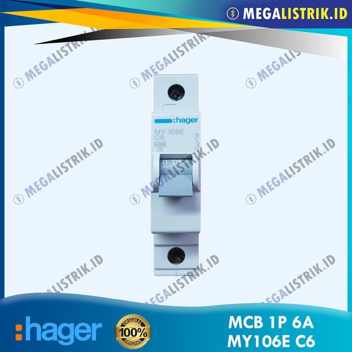 Hot Sale Hager MCB 1P 6A MY106E / MCB 1 Phase 6 Ampere 4.5kA C6 SNI Low Price