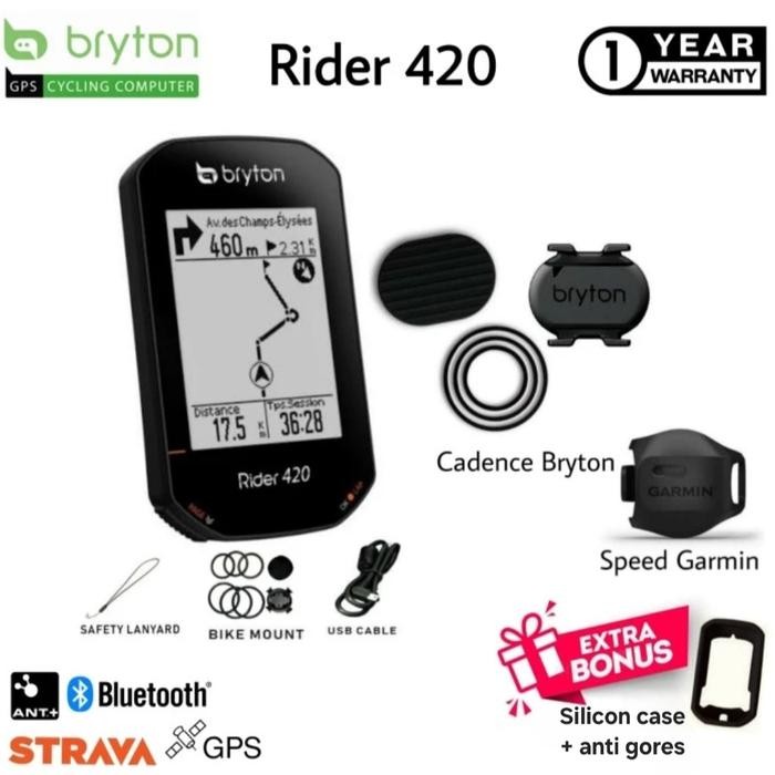 Speedometer sepeda Bryton 420 bundling Speed plus Cadence Bryton
