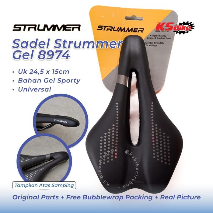 Sadel Gel Sepeda Strummer Gel 8974 Jok Sporty Roadbike Tempat Duduk Bantalan Sepeda Gunung MTB Lipat