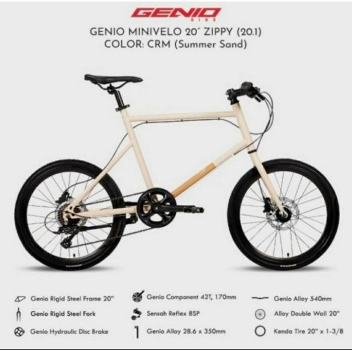 Sepeda MiniVelo Genio 20 inch Zippy 8 Speed Hidrolik Mini Velo United