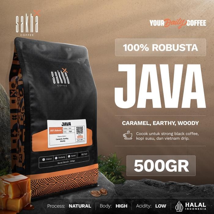 

Terlaris - Biji Kopi Bubuk Robusta Java Origin Coffee Beans Sakha Roastery 500 Gr