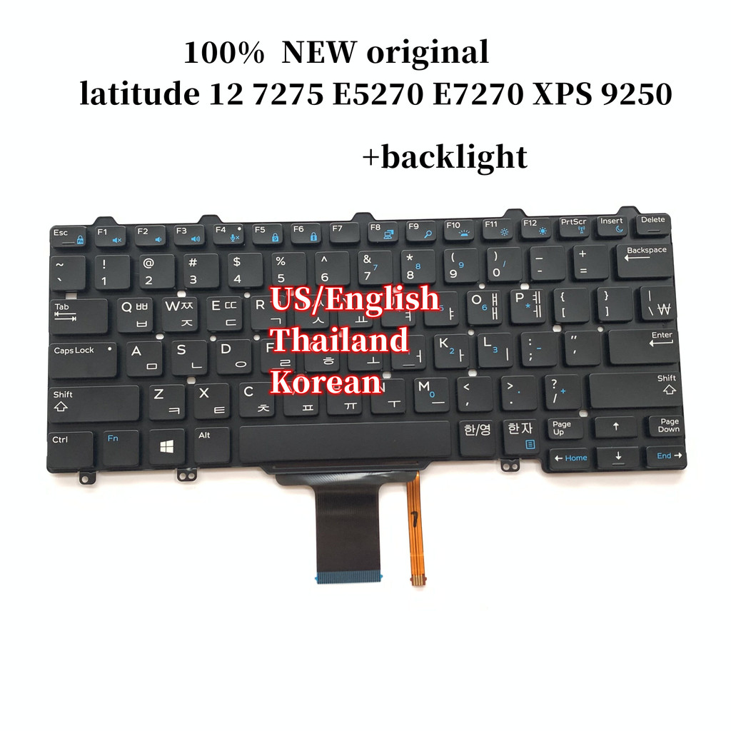 100%NEW ORIGINAL Laptop Keyboard For Dell latitude 12 7275 E7270 E5270 XPS 9250 backlight NSK-LYABC 