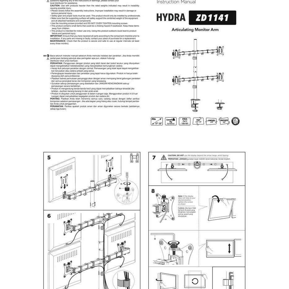 

BRACKET MEJA LCD LED TV 4 Monitor 13" - 27" OXIMUS HYDRA ZD1141
