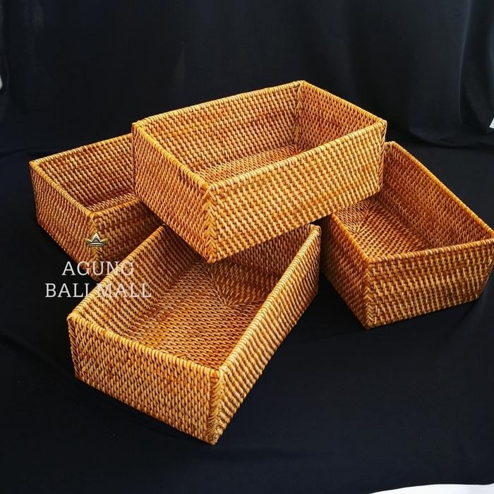 PREMIUM Keranjang rotan persegi panjang/box rotan/anyaman rotan serbaguna