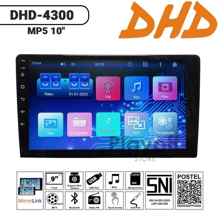 READY STOK HEAD UNIT DOUBLE DIN 10 INCH AUDIO MOBIL DHD 4300 TAPE MOBIL BLUETOOTH RADIO MP5