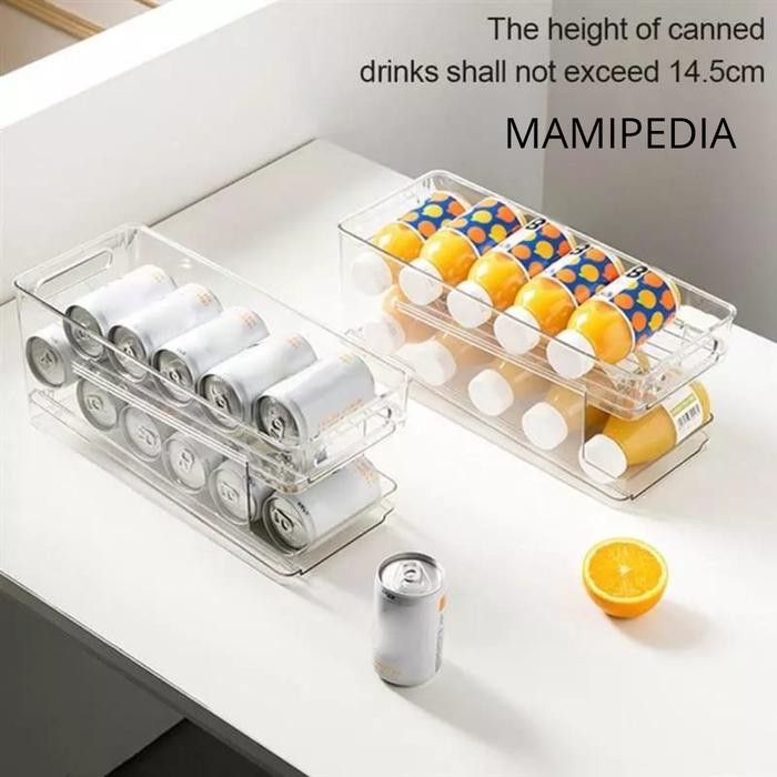 PREMIUM Rak Organizer Minuman Kaleng 2 tingkat Coca Cola storage double Layer
