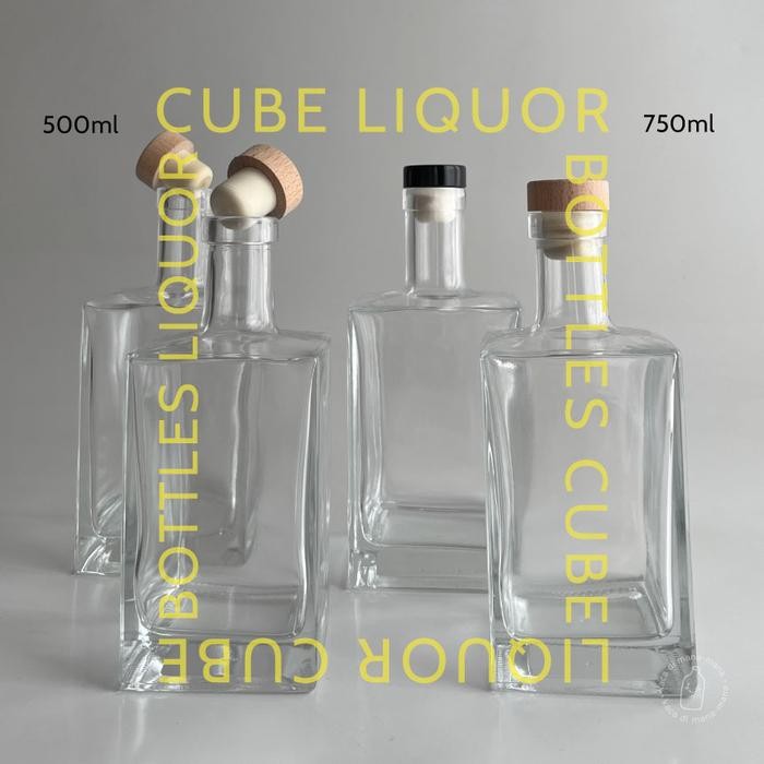 XLGD Botol Kaca - The Cube Liquor Glass Bottle - Botol Liquor