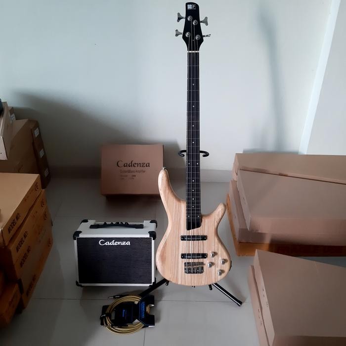 Bass ibanez SDGR 4 string natural plus ampli dan kabel jack new