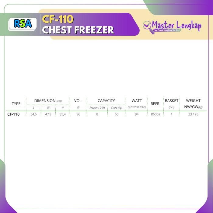 Rsa Est Freezer Cf-110 / Cf110 / Cf 110