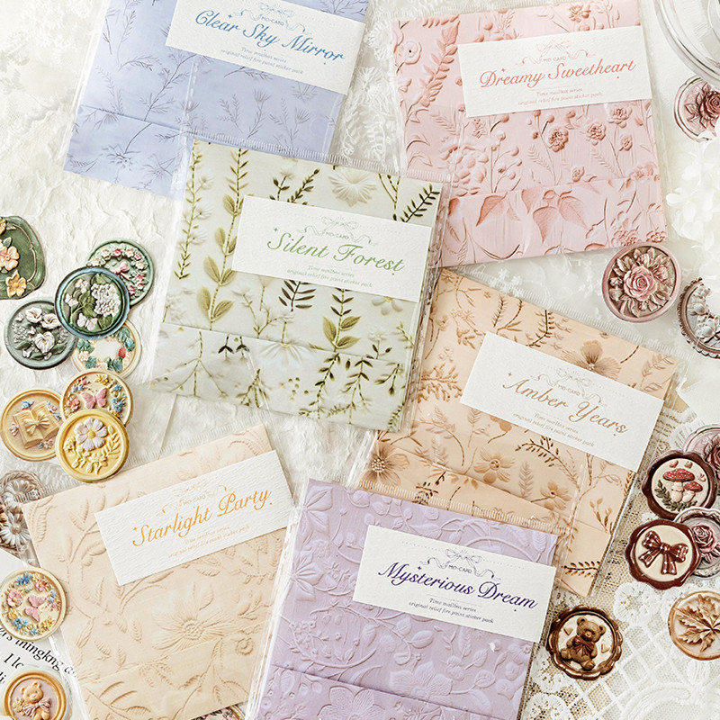 

1Style 120Pcs/bag Pinewood Impact Letterpress Embossed Sticker DIY Handbook Decoration